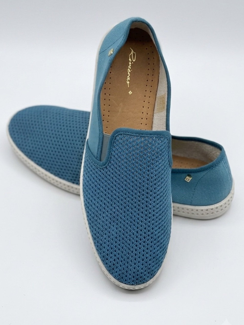 NIB Rivieras Classic Toile & Filet Aqua Blue Mesh Slip-On Loafers Men’s US 11